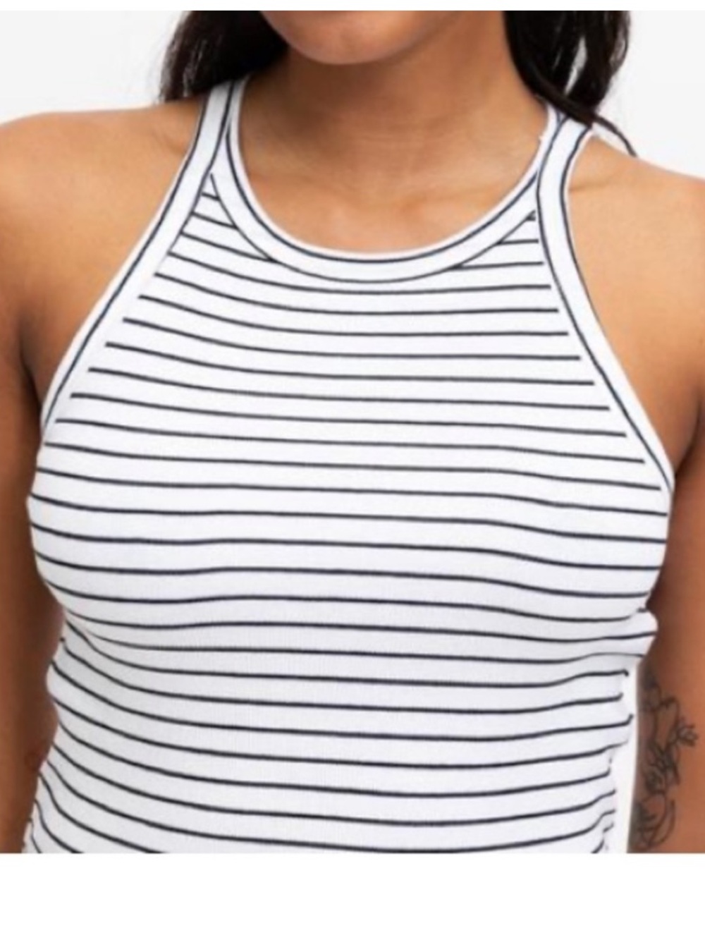 Women’s Sleeveless Ribbed Striped Cropped Tank Top